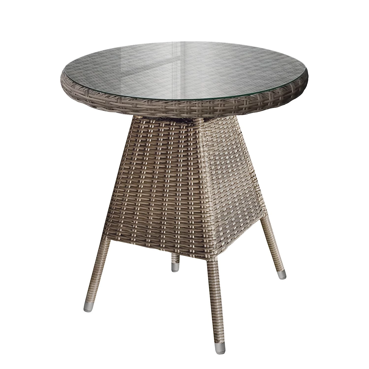 Table de jardin Villebon II - Verre de sécurité / Polyrotin - Marron