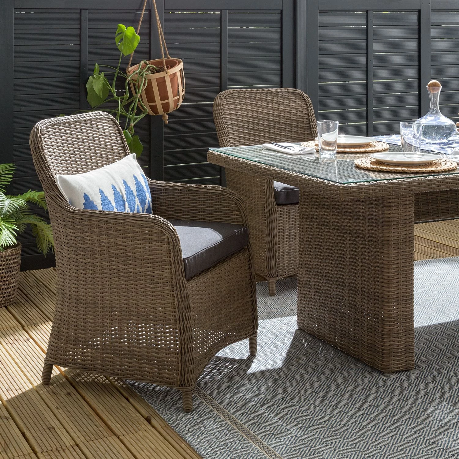 Ensemble de jardin Villebon II (5 élém.) - Polyrotin - Marron / Anthracite – Image 3