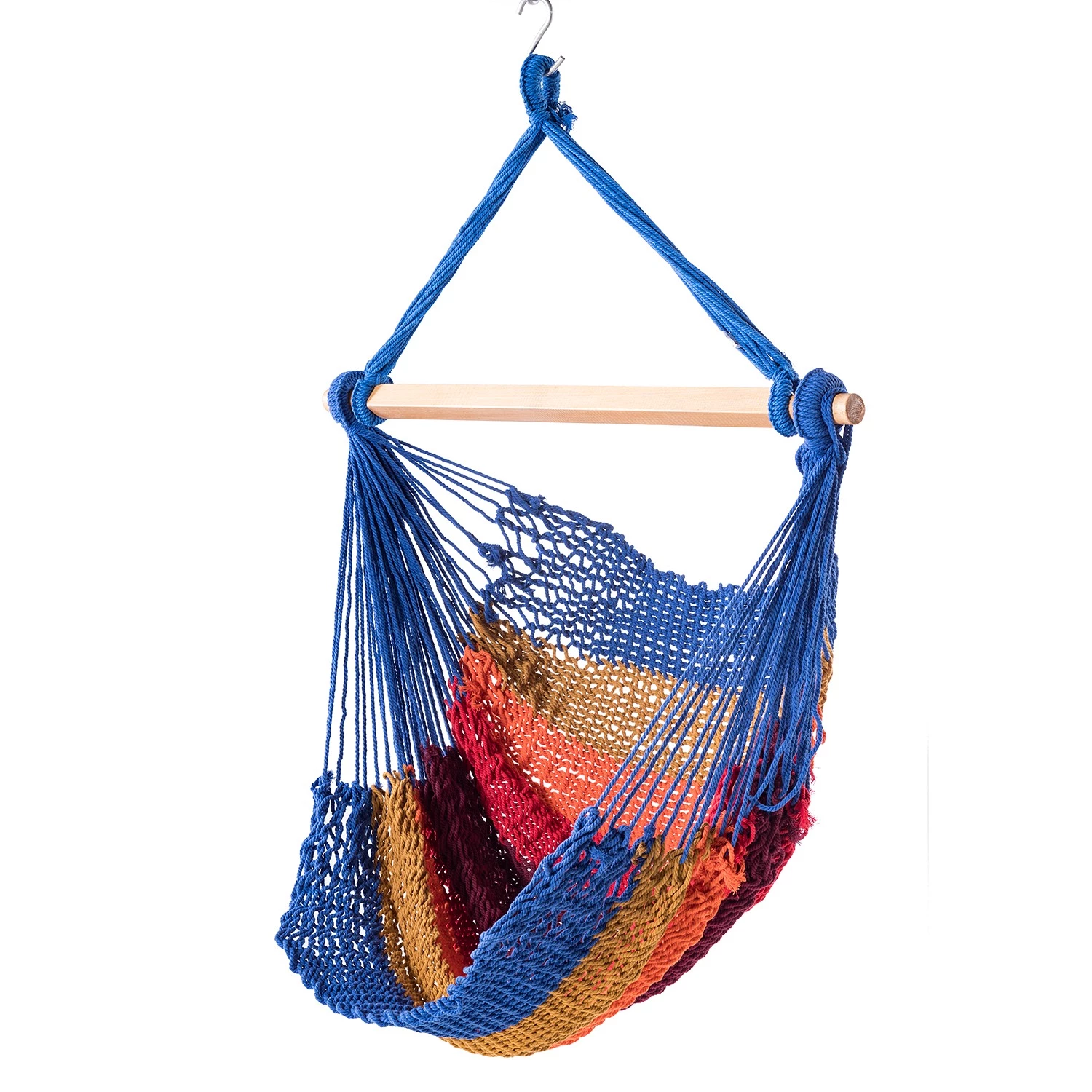 Twentyfour Fauteuil suspendu Okola - Corde de coton / HĂȘtre massif - Multicolore