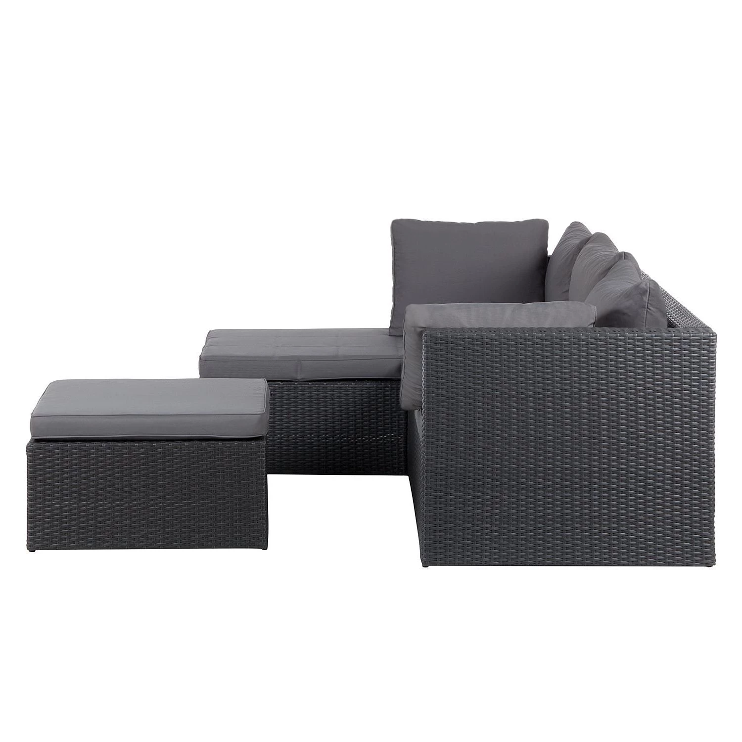 Salon de jardin Goon II (3 éléments) - Aluminium / Matière plastique - Anthracite - Méridienne courte à gauche (vue de face) – Image 4