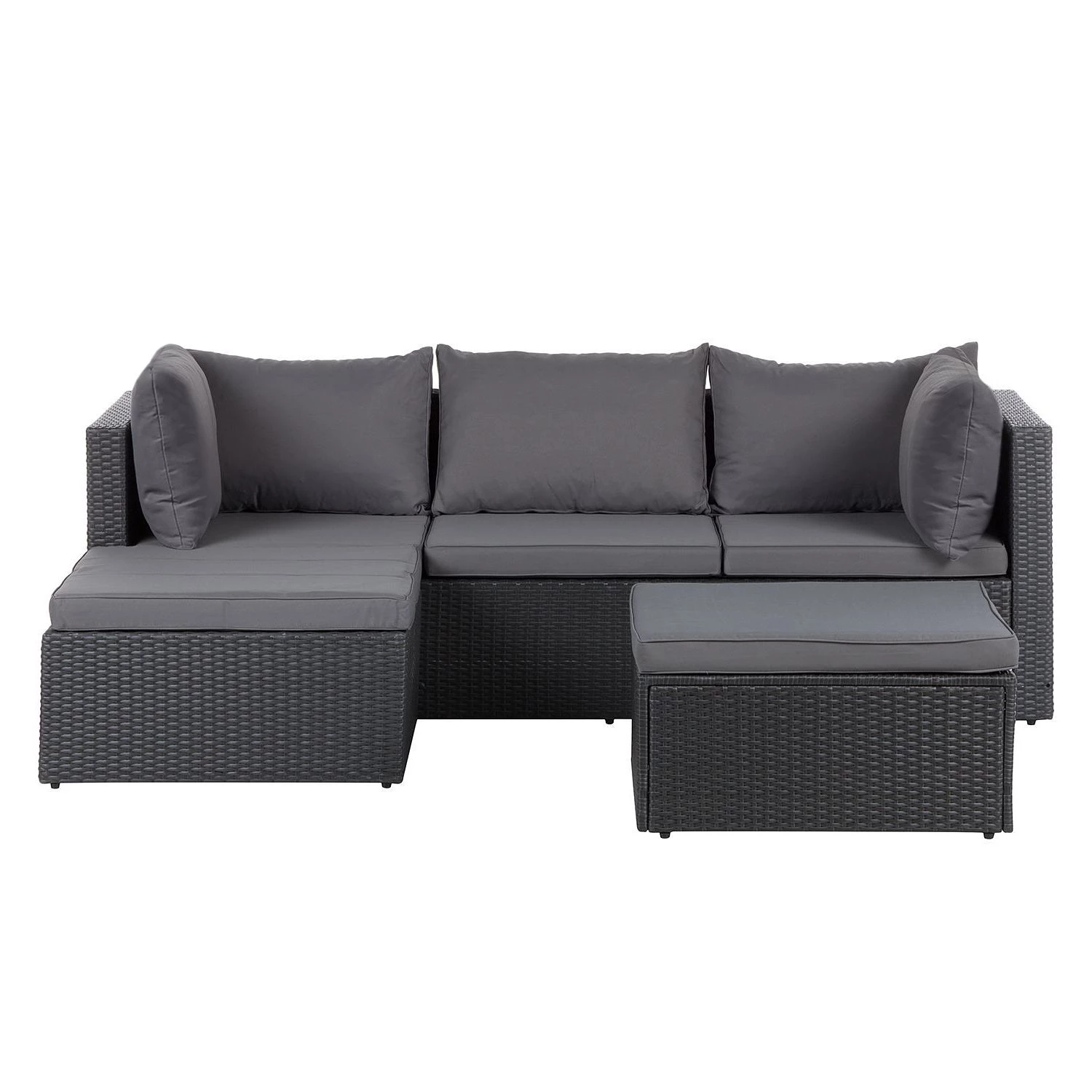 Salon de jardin Goon II (3 éléments) - Aluminium / Matière plastique - Anthracite - Méridienne courte à gauche (vue de face) – Image 5