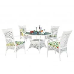 Best Freizeitmöbel Table et chaises Madelene (9 éléments) - Verre / Matière plastique - Blanc