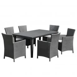 Best Freizeitmöbel Table et chaises Napoli (13 éléments) - Polypropylène / Tissu - Graphite / Gris clair