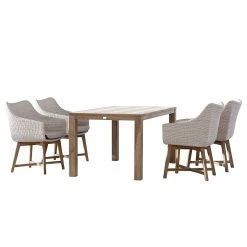 Best Freizeitmöbel Table et chaises Paterna (5 éléments) - Teck massif / Matière plastique - Marron / Beige