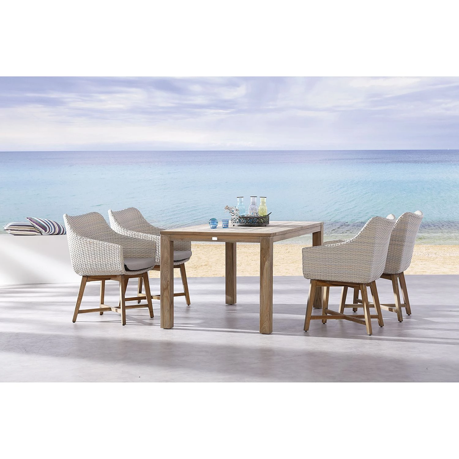 Best Freizeitmöbel Table et chaises Paterna (5 éléments) - Teck massif / Matière plastique - Marron / Beige – Image 2