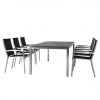 Best Freizeitmöbel Table et chaises Marbella (7 éléments) - Acier inoxydable / Tissu - Argenté / Noir