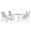 Best Freizeitmöbel Table et chaises Cavalese (6 éléments) - Céramique / Tissu - Blanc / Gris