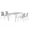 Best Freizeitmöbel Table et chaises Rhodos (5 éléments) - Céramique / Tissu - Blanc / Gris