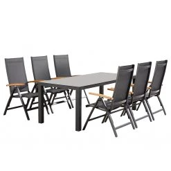 Best Freizeitmöbel Table et chaises Cavalese (7 éléments) - Céramique / Tissu - Marron / Anthracite