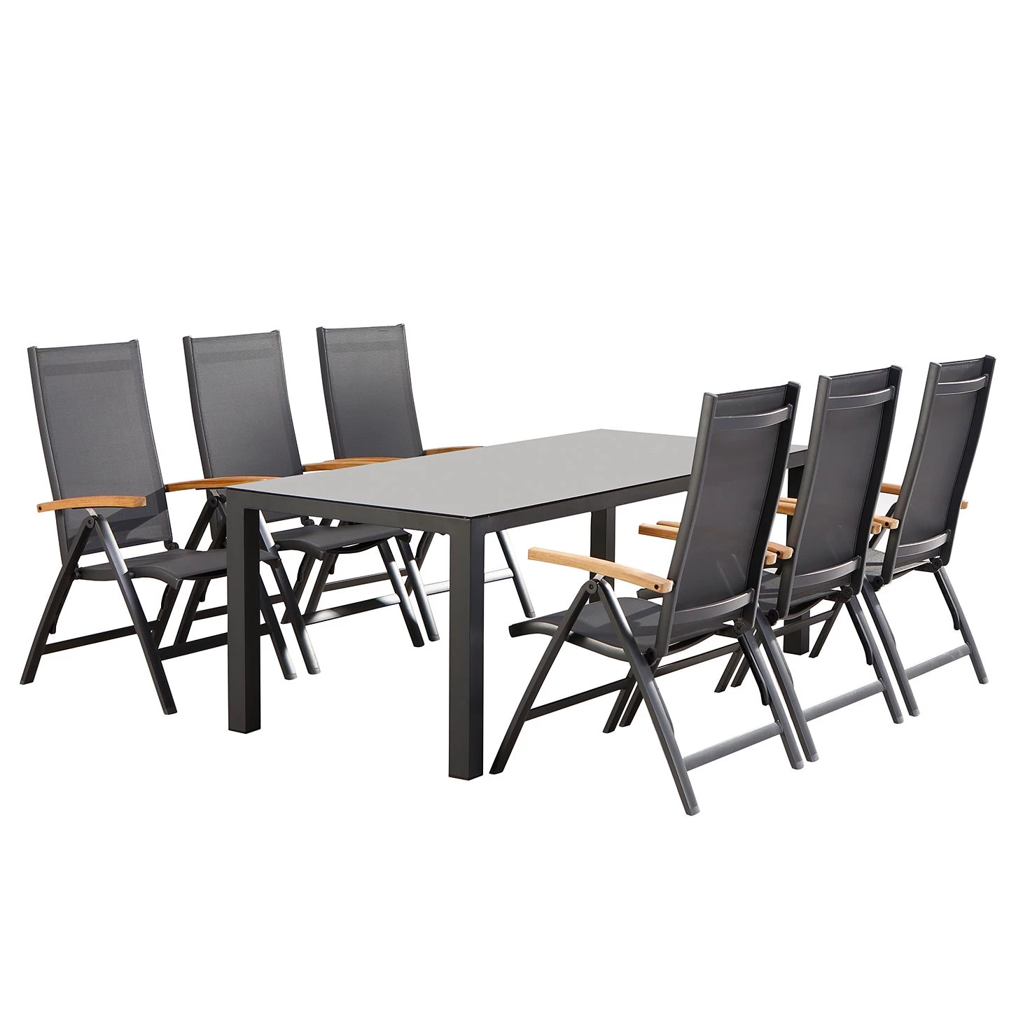 Best Freizeitmöbel Table et chaises Cavalese (7 éléments) - Céramique / Tissu - Marron / Anthracite