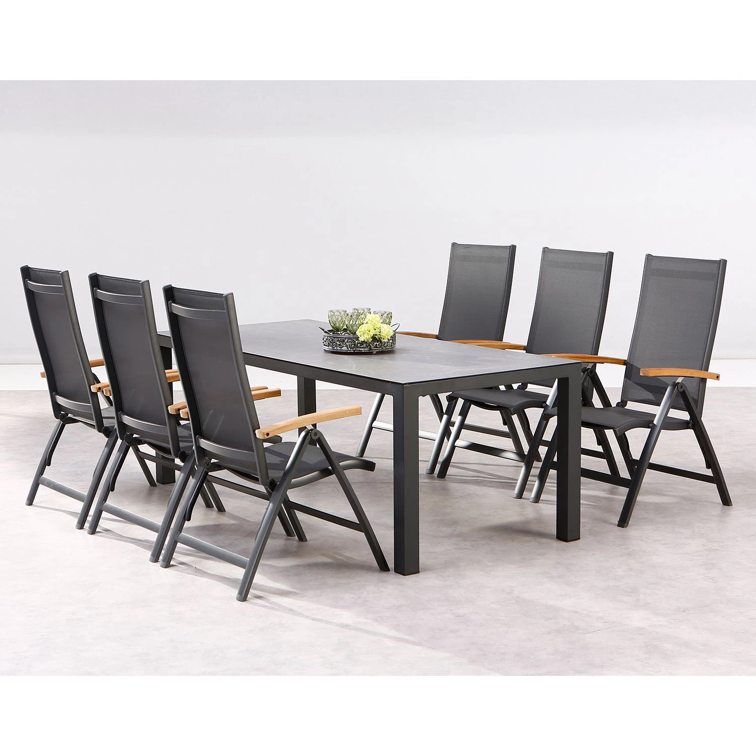 Best Freizeitmöbel Table et chaises Cavalese (7 éléments) - Céramique / Tissu - Marron / Anthracite – Image 2