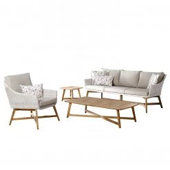 Best Freizeitmöbel Salon de détente Paterna (5 éléments) - Teck massif / Matière plastique - Marron / Beige