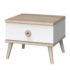 Wimex Table de chevet Billund - Blanc / Imitation chêne brut de sciage