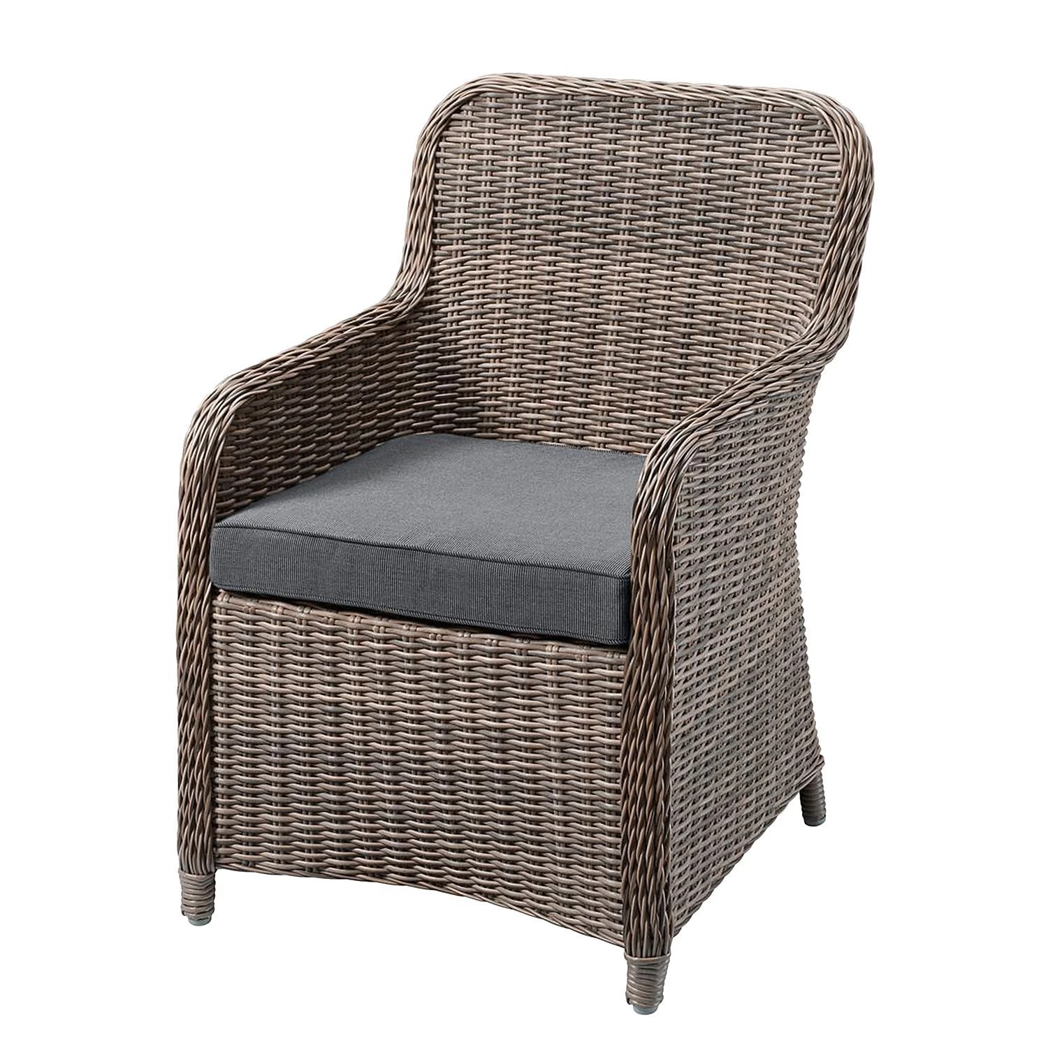 Ensemble de jardin Villebon (3 élém.) - Tissu / Polyrotin - Anthracite / Marron – Image 2