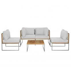 Studio Copenhagen Salon Teakline Exkl. XI (5 éléments) - Teck massif / Tissu - Beige / Marron