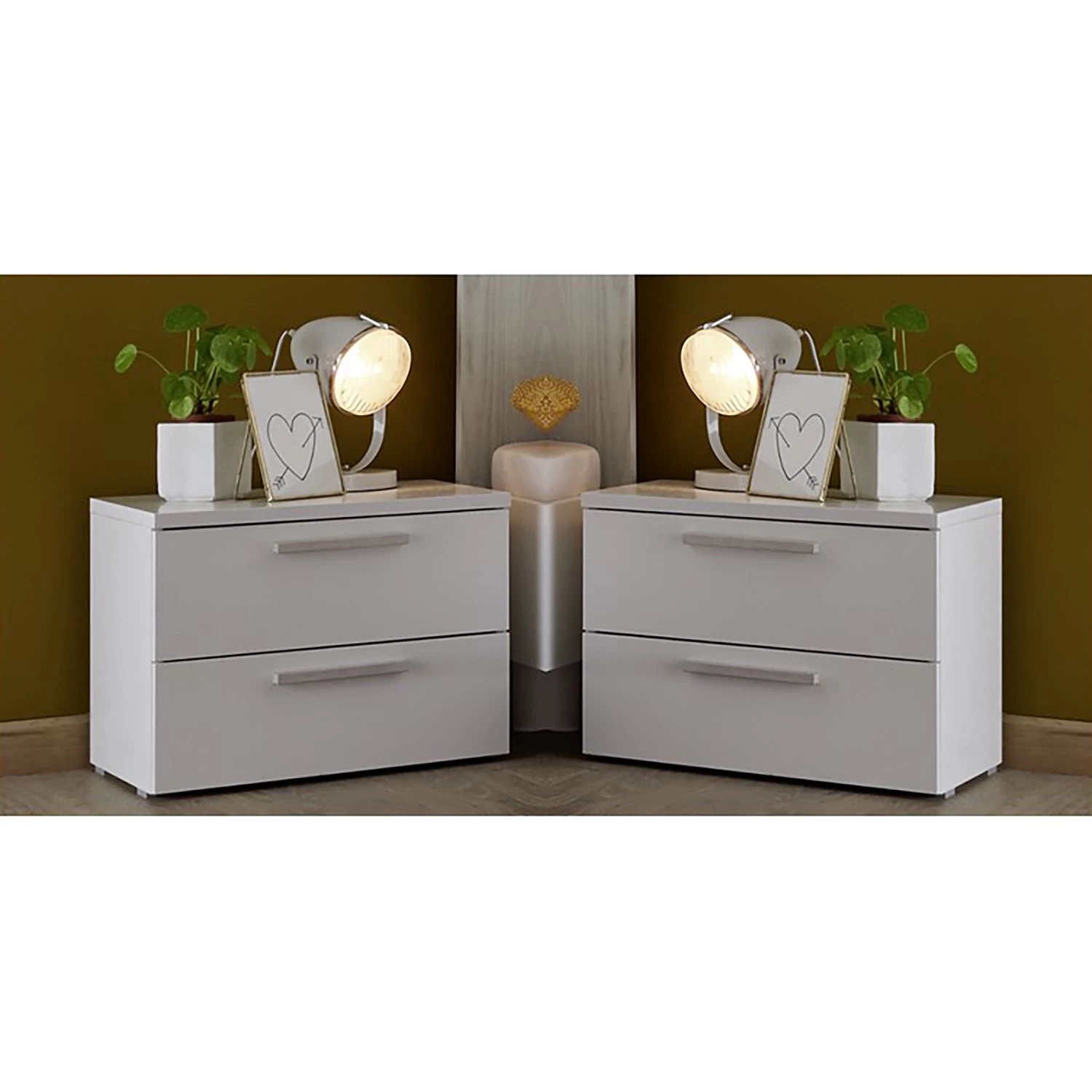 LC Spa Tables de chevet Enjoy (lot de 2) - Blanc / Gris