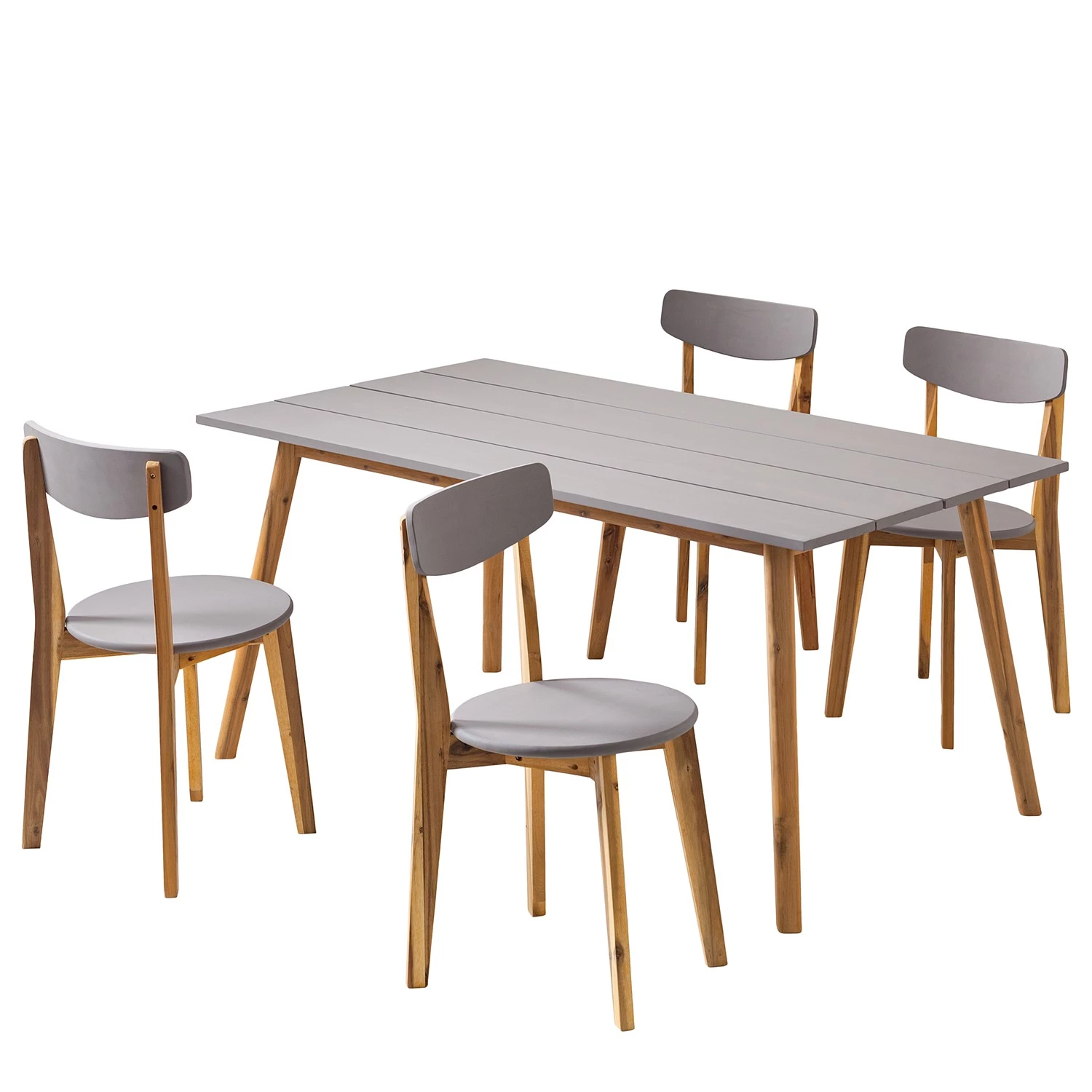 Ensemble de jardin Lindholm I (5 élém.) - Acacia massif - Gris / Marron