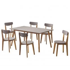 Ensemble de jardin Lindholm (7 éléments) - Acacia massif - Gris / Marron