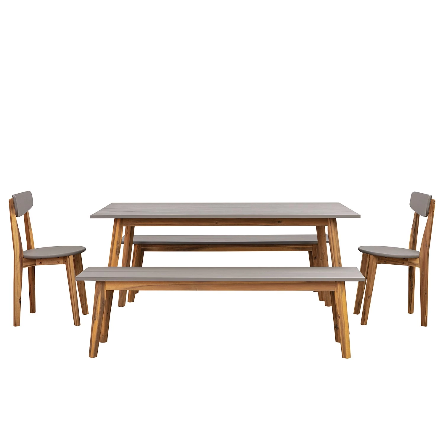 Ensemble de jardin Lindholm II (5 élém.) - Acacia massif - Gris / Marron – Image 3