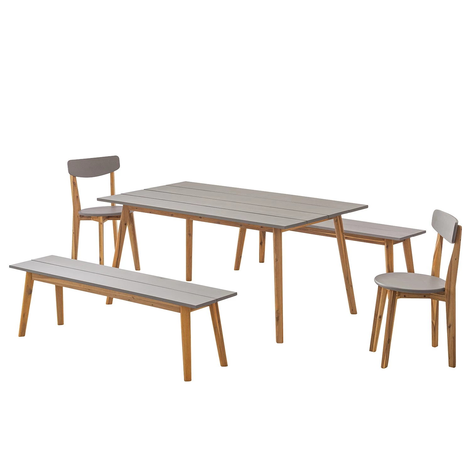 Ensemble de jardin Lindholm II (5 élém.) - Acacia massif - Gris / Marron