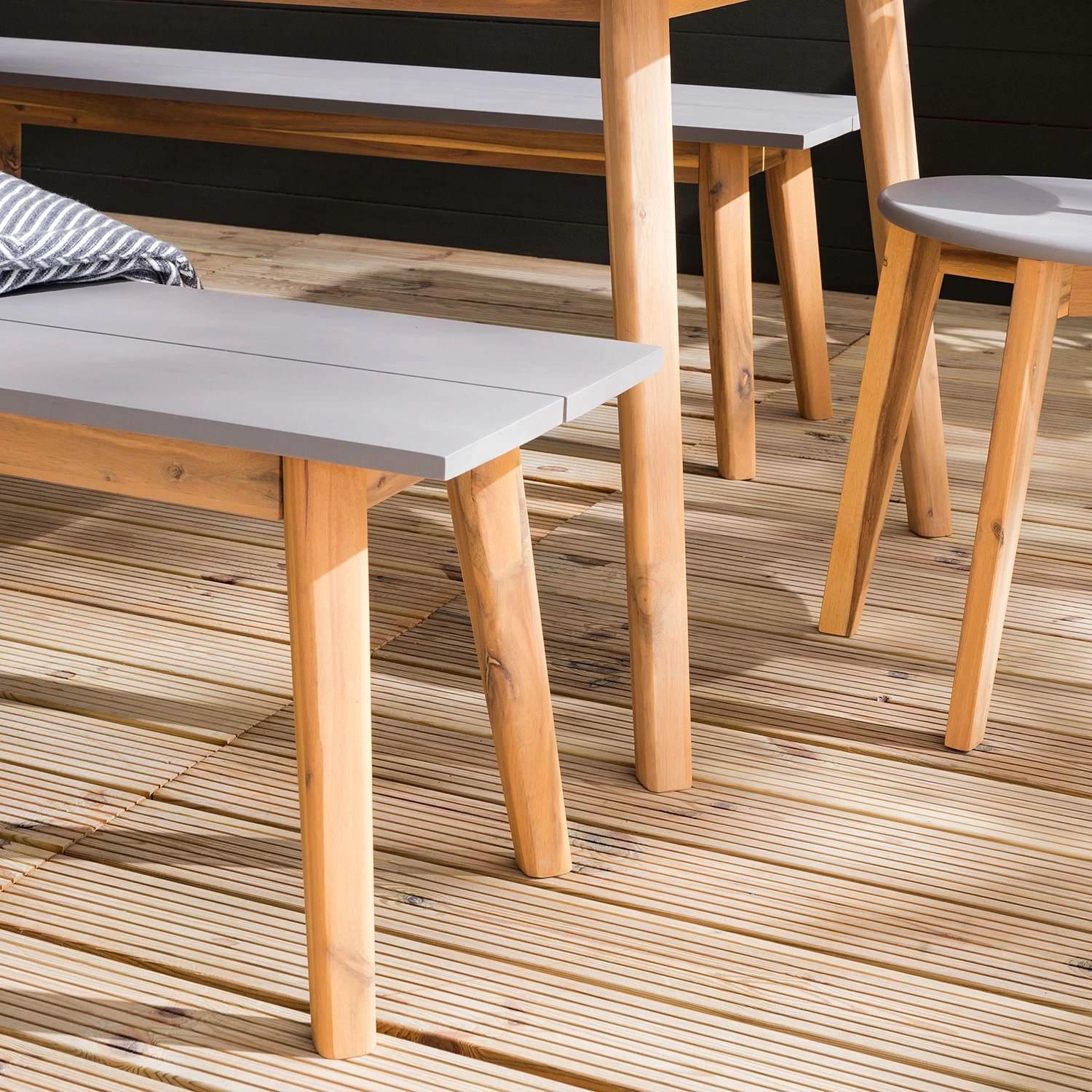 Ensemble de jardin Lindholm II (5 élém.) - Acacia massif - Gris / Marron – Image 12