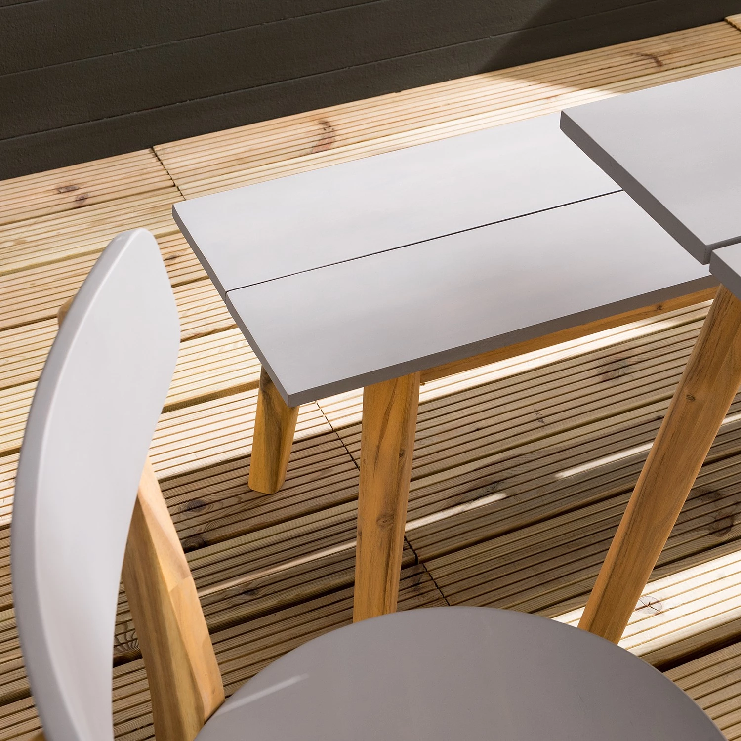 Ensemble de jardin Lindholm II (5 élém.) - Acacia massif - Gris / Marron – Image 13