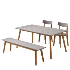 Ensemble de jardin Lindholm (4 éléments) - Acacia massif - Gris / Marron