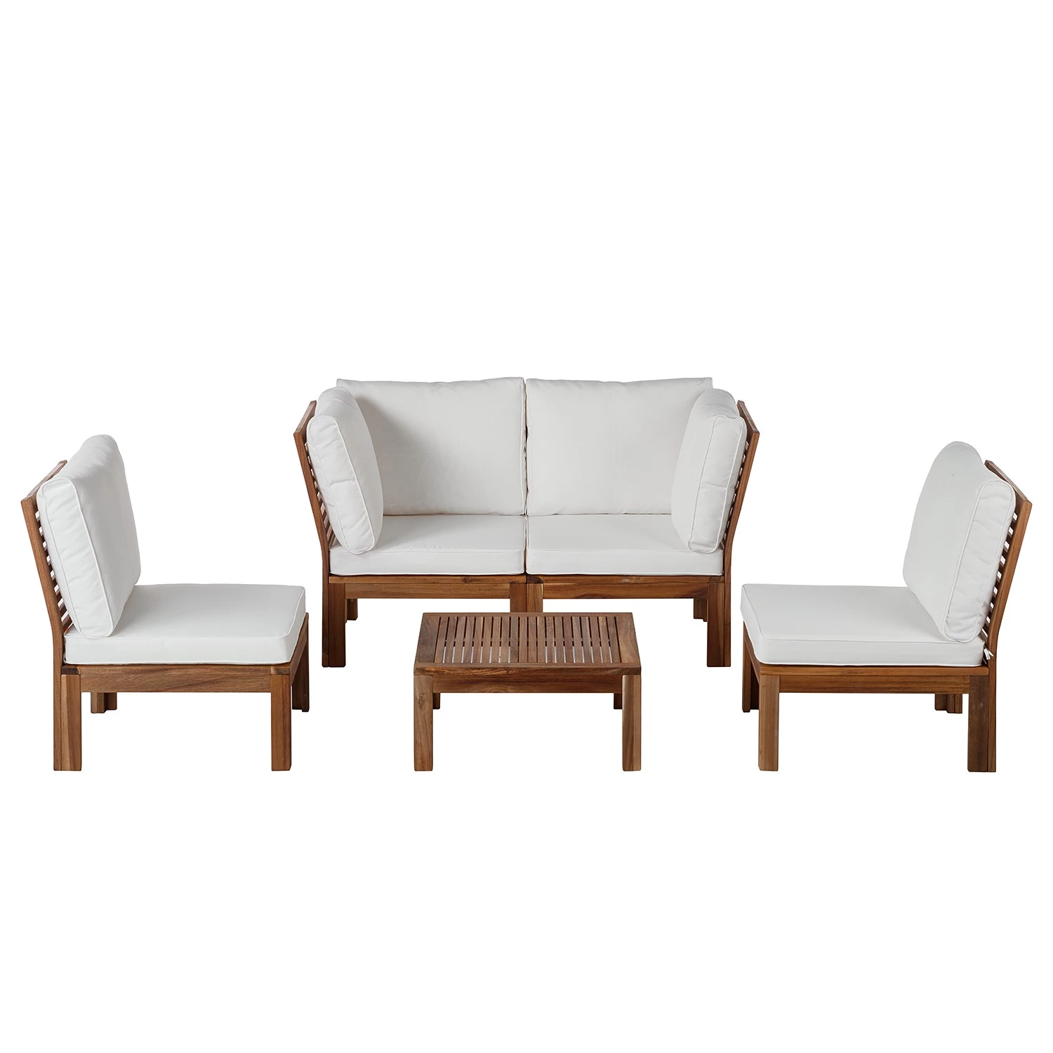 Jardi Salon de détente Lexi III (5 éléments) - Tissu / Acacia massif - Blanc cassé / Marron – Image 3