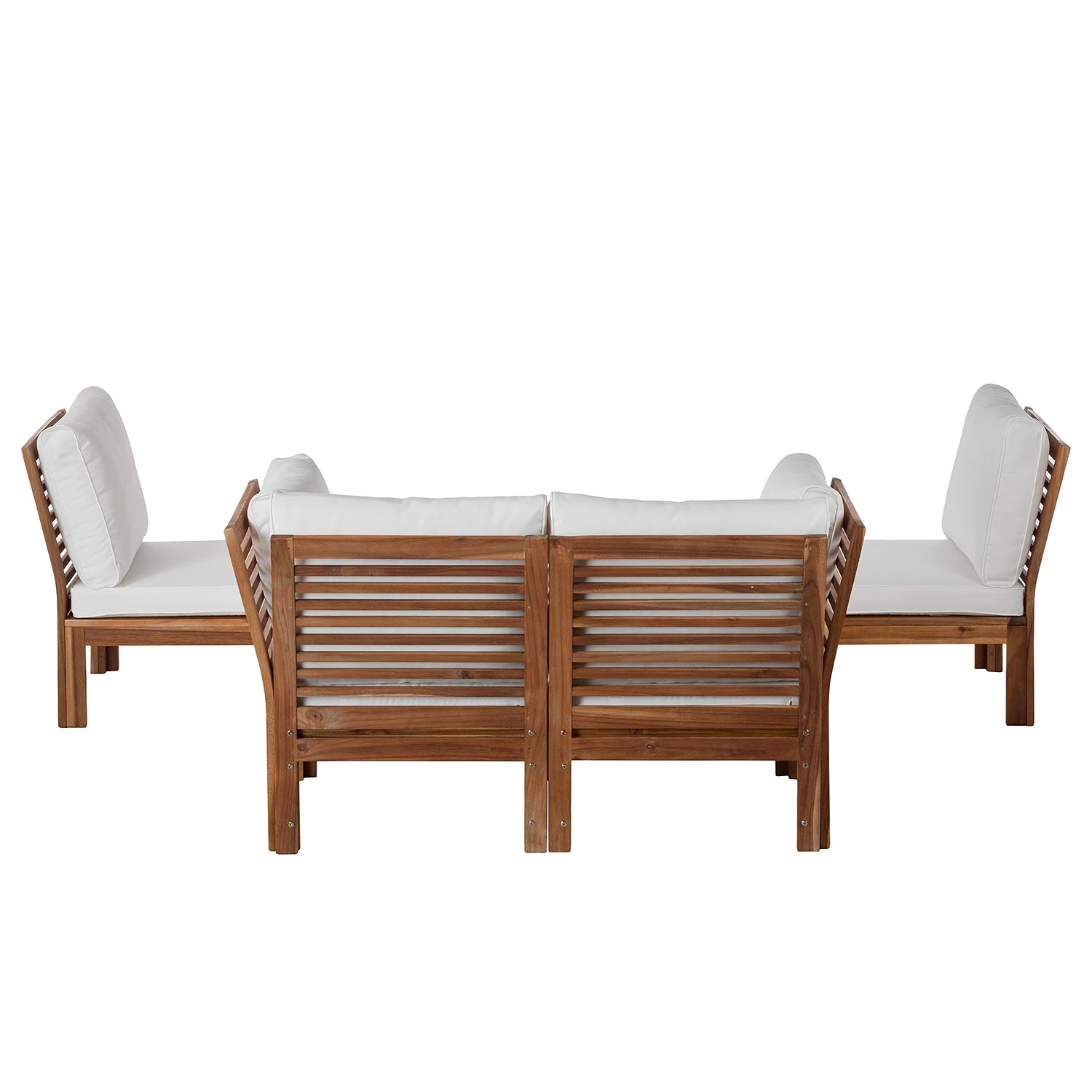 Jardi Salon de détente Lexi III (5 éléments) - Tissu / Acacia massif - Blanc cassé / Marron – Image 5