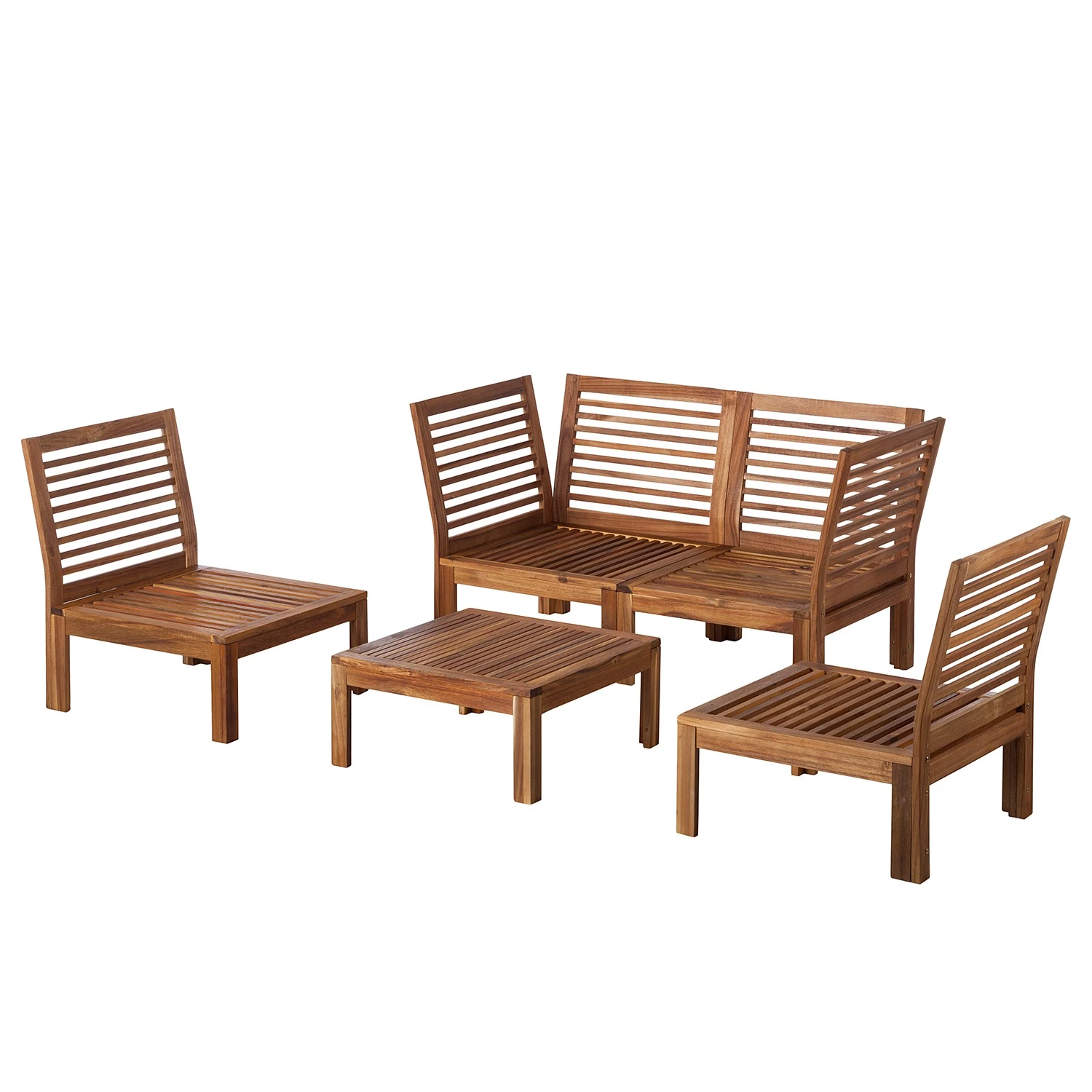 Jardi Salon de détente Lexi III (5 éléments) - Tissu / Acacia massif - Blanc cassé / Marron – Image 6