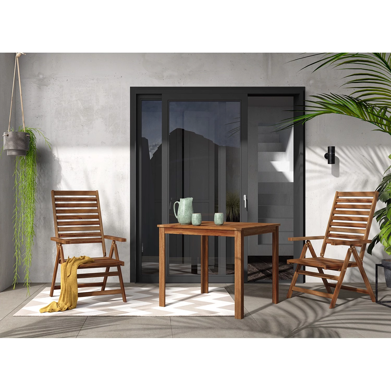 Ensemble de jardin Mimo V (3 éléments) - Acacia massif - Marron – Image 2