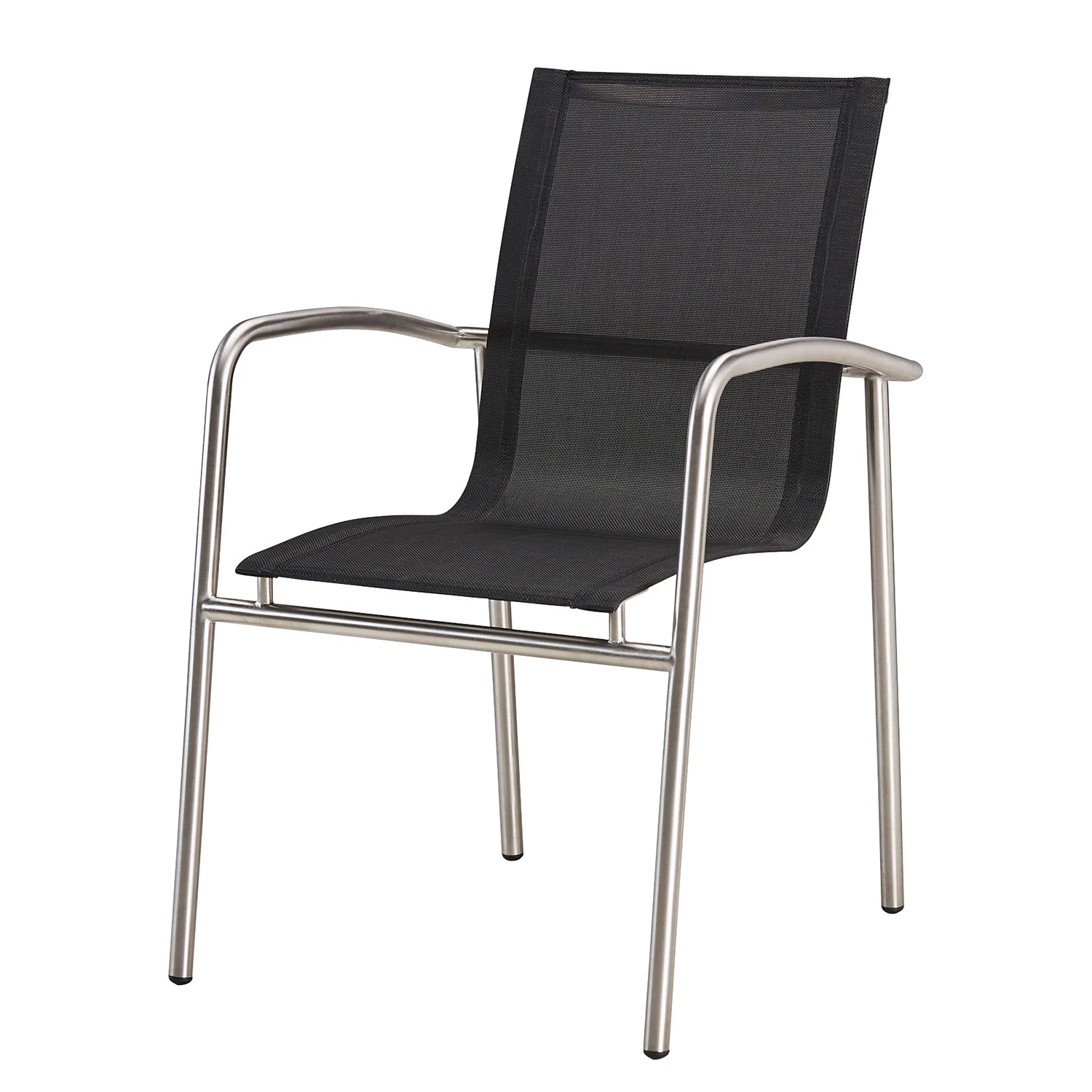 Table et chaises Marbella II (7 élém.) - Acier inoxydable / Ergotex - Argenté / Noir – Image 2