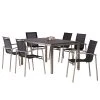 Best Freizeitmöbel Table et chaises Marbella I (7 éléments) - Acier inoxydable / Ergotex - Argenté / Noir