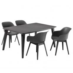 Table et chaises Split II (5 éléments) - PolypropylÚne - Graphite