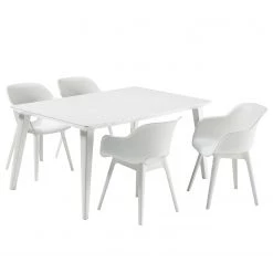 Best Freizeitmöbel Table et chaises Split I (5 éléments) - 100 % polypropylène - Blanc