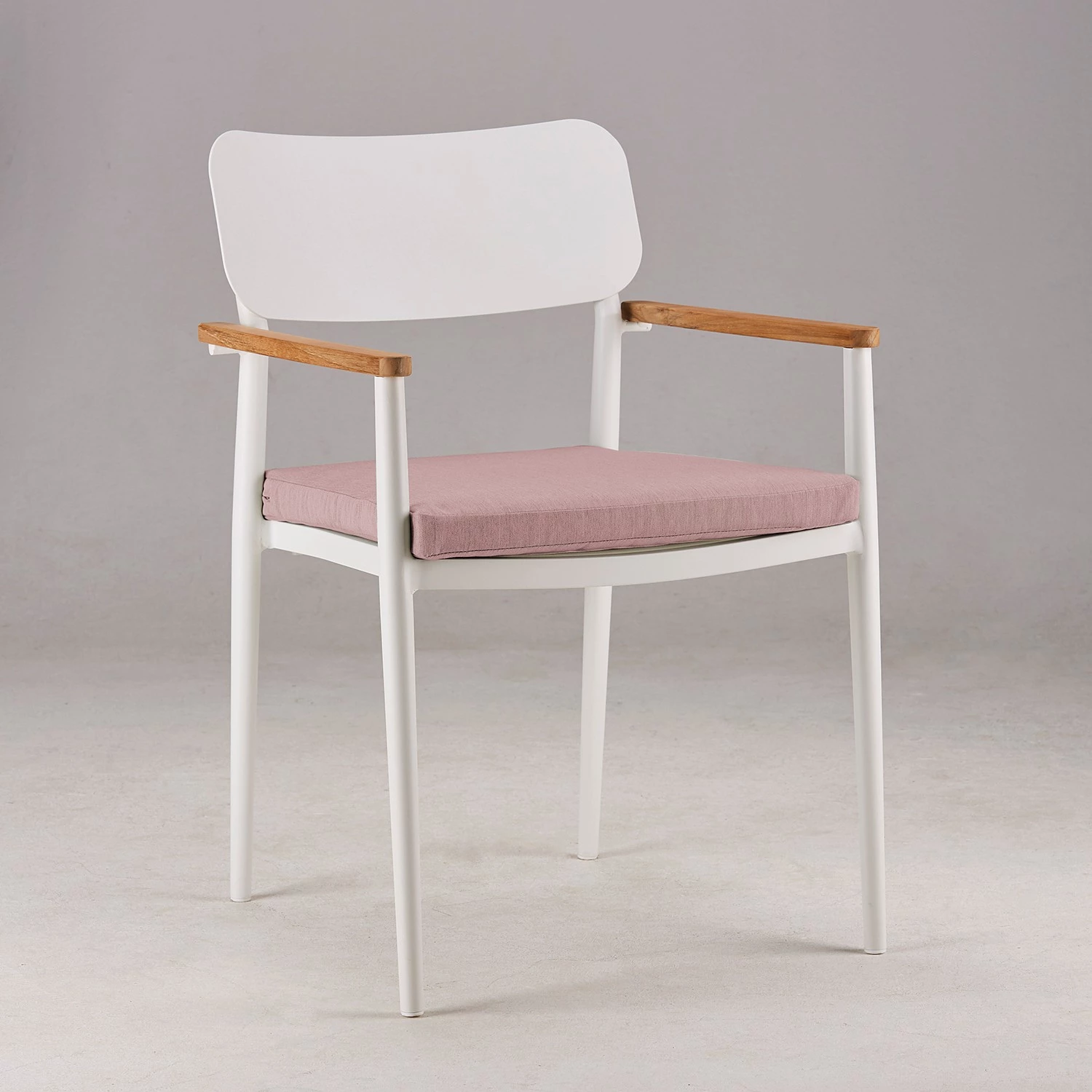 Table et chaises Dakar III (9 éléments) - Aluminium / Teck massif - Blanc / Teck – Image 2