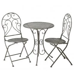 Boltze Ensemble de balcon Rilo (3 éléments) - Fer - Gris