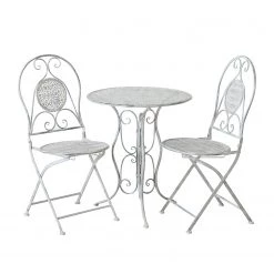 Boltze Ensemble de balcon Lilli (3 éléments) - Fer - Gris clair
