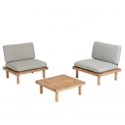 Julià Grup Salon de détente Viridis (3 éléments) - Acacia massif / Polyester - Marron / Gris