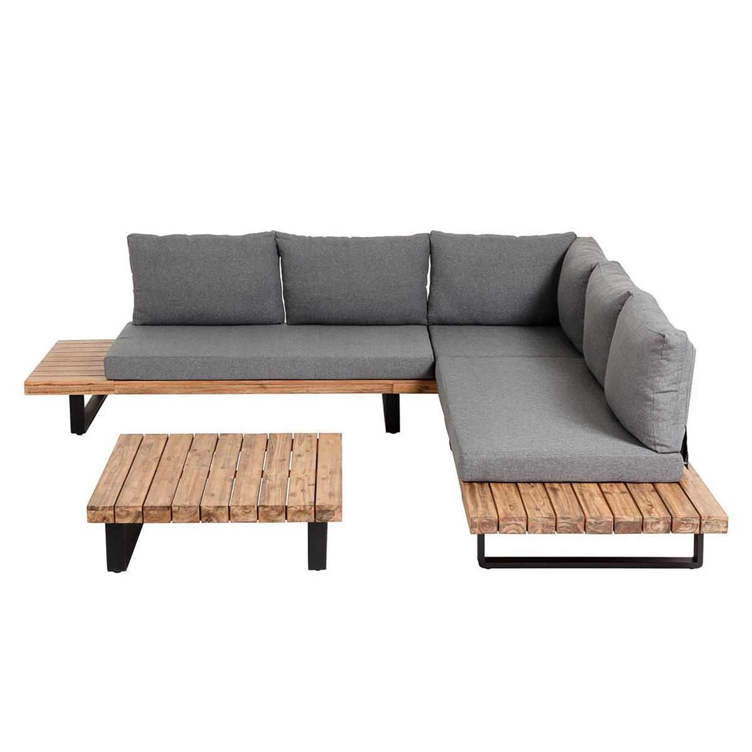 Julià Grup Salon de détente Zalika (4 éléments) - Acacia massif / Polyester - Marron / Gris – Image 6