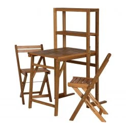 Jardi Ensemble de balcon Cary (3 éléments) - Acacia massif - Marron