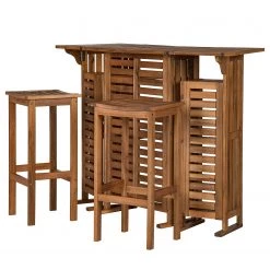 Jardi Ensemble de bar Cary (3 éléments) - Acacia massif - Marron