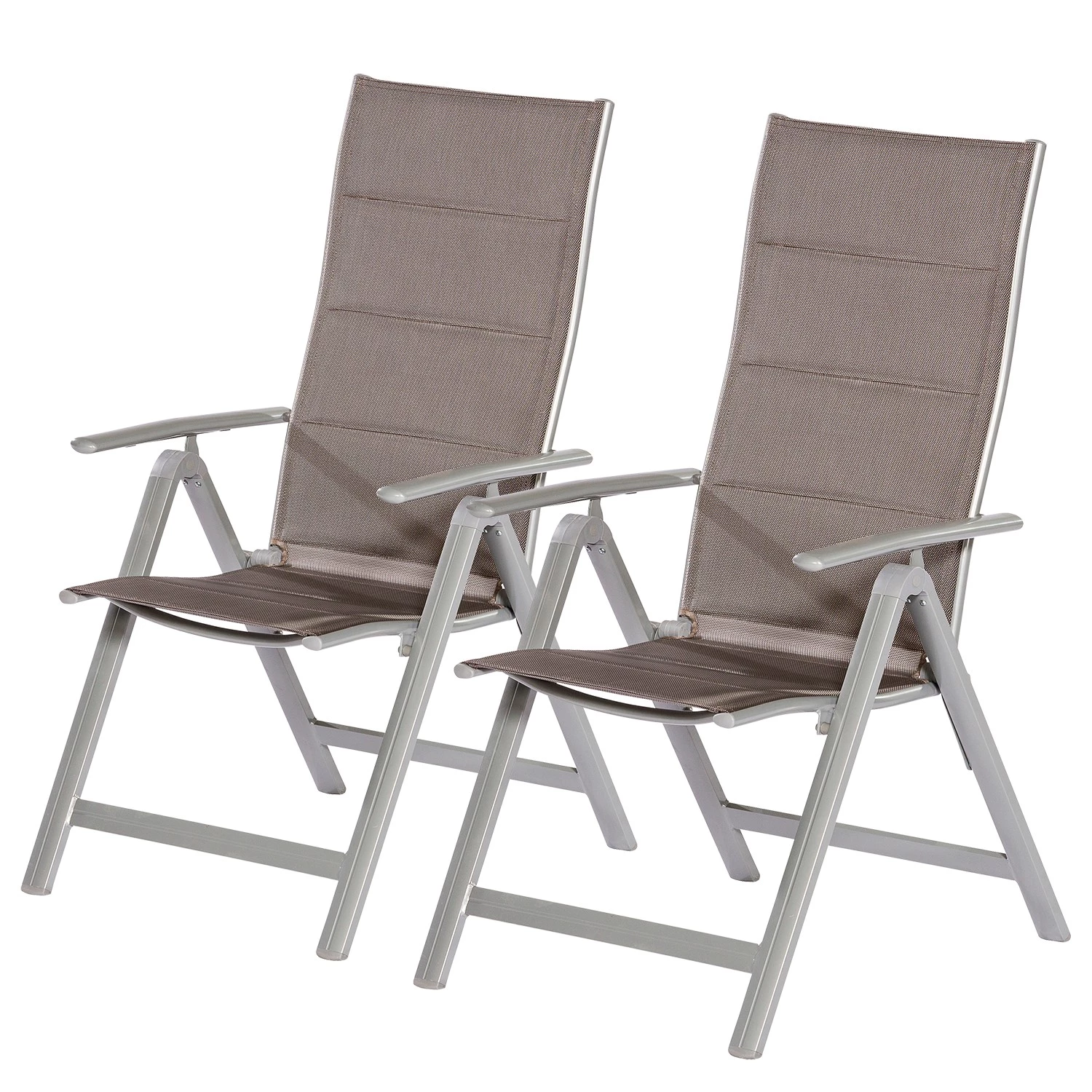 Merxx Chaises de jardin Taviano II (lot de 2) - Aluminium / Polyester - Gris