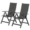 Merxx Chaises de jardin Taviano I (lot de 2) - Aluminium / Polyester - Gris