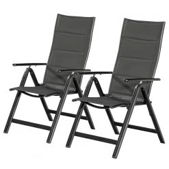 Merxx Chaises de jardin Taviano I (lot de 2) - Aluminium / Polyester - Gris