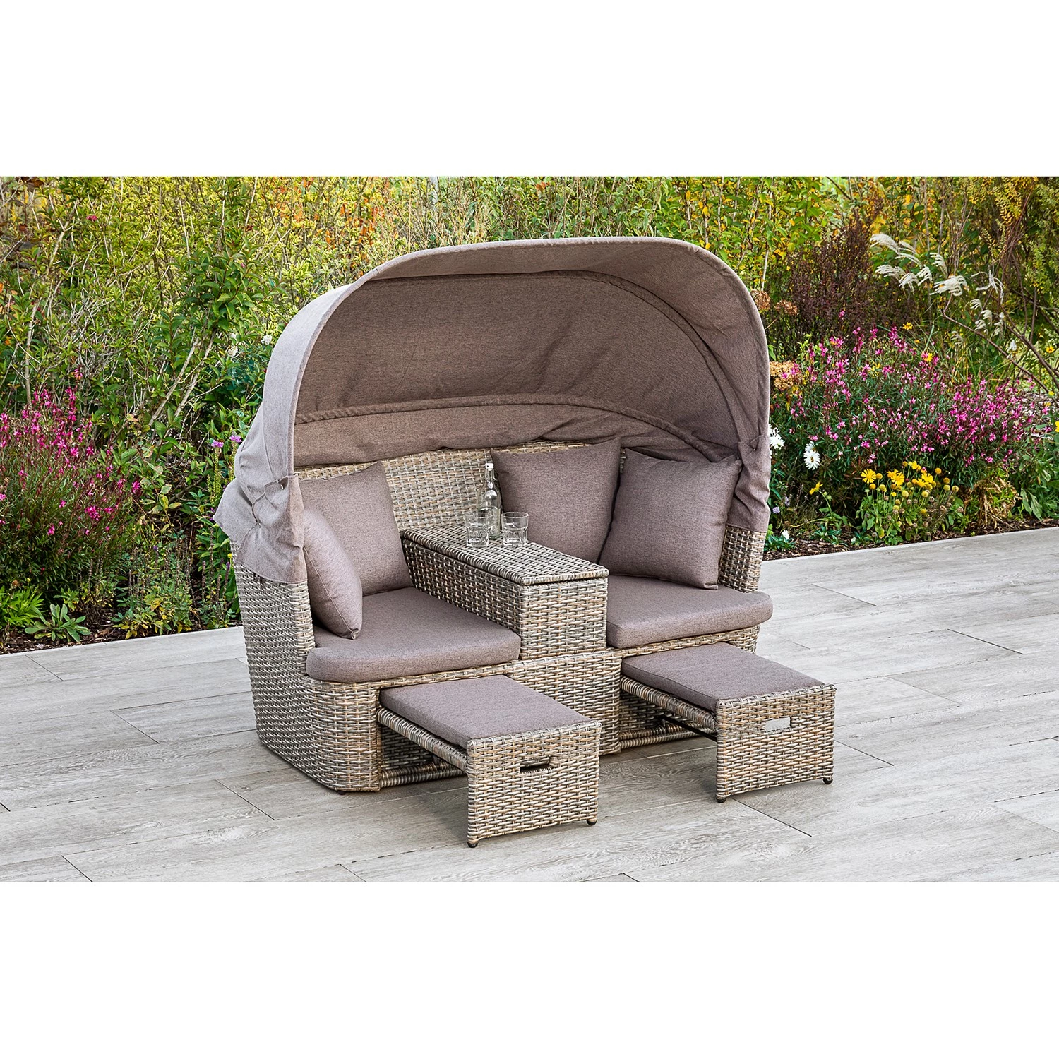 Merxx Salon de jardin Alamo - Osier / Polyester - Gris – Image 2