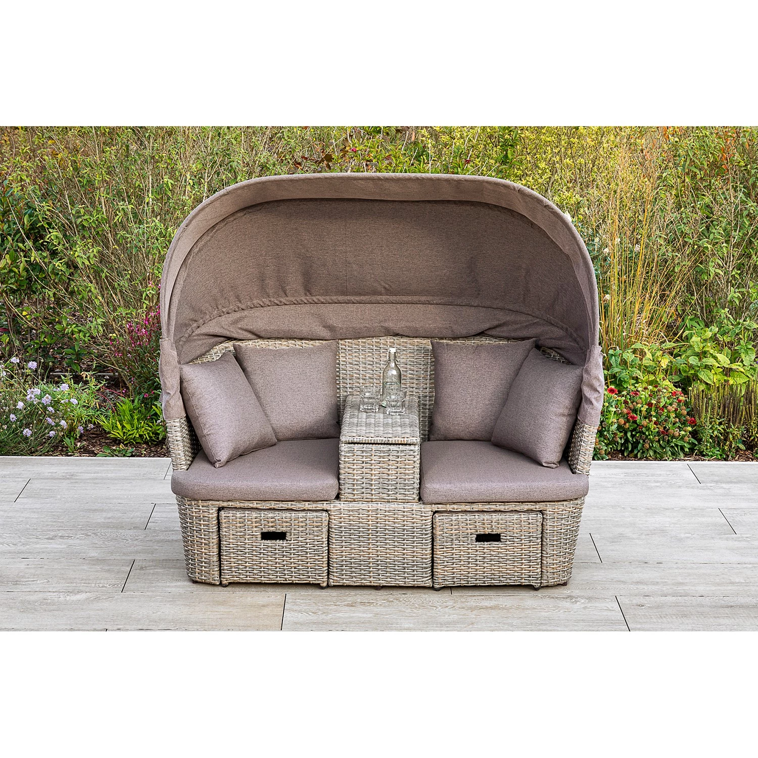 Merxx Salon de jardin Alamo - Osier / Polyester - Gris – Image 3