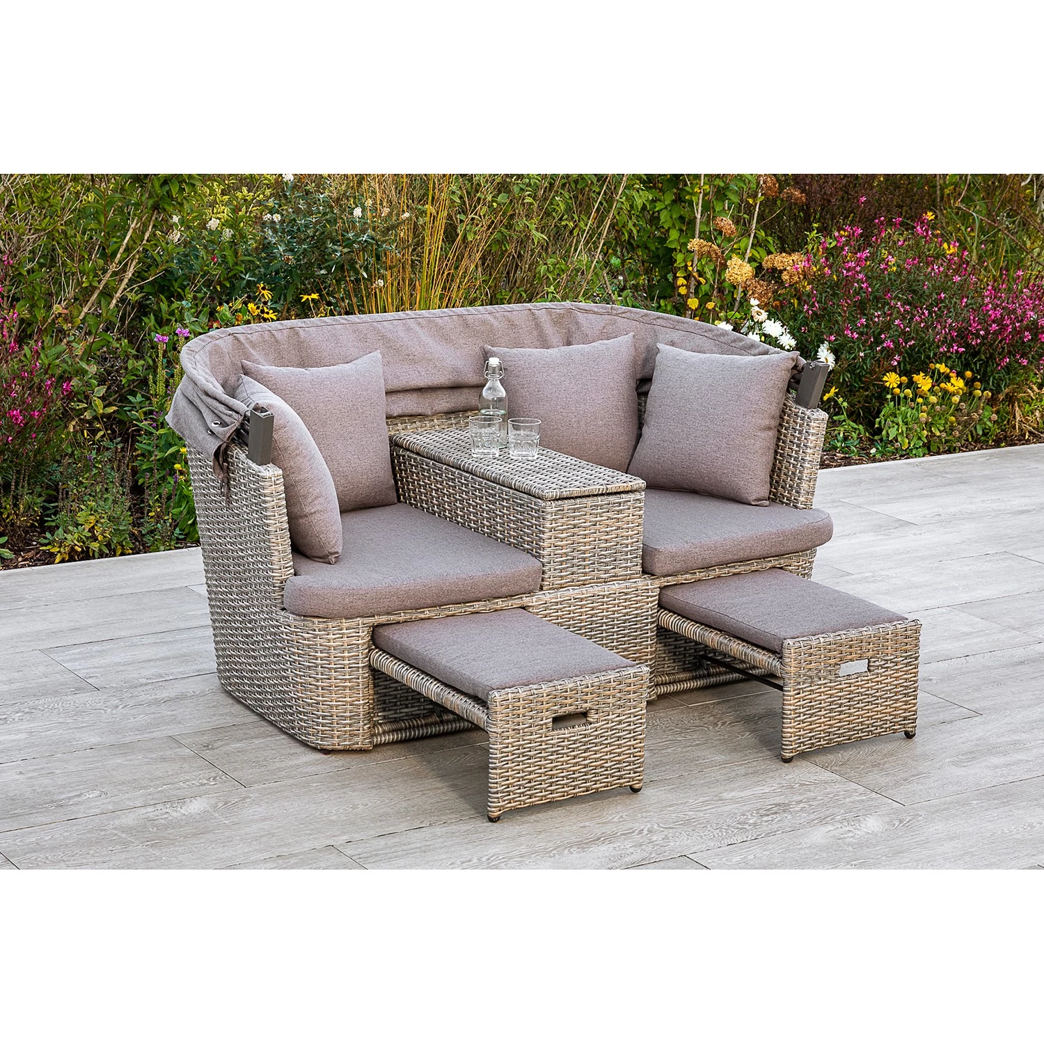 Merxx Salon de jardin Alamo - Osier / Polyester - Gris – Image 4