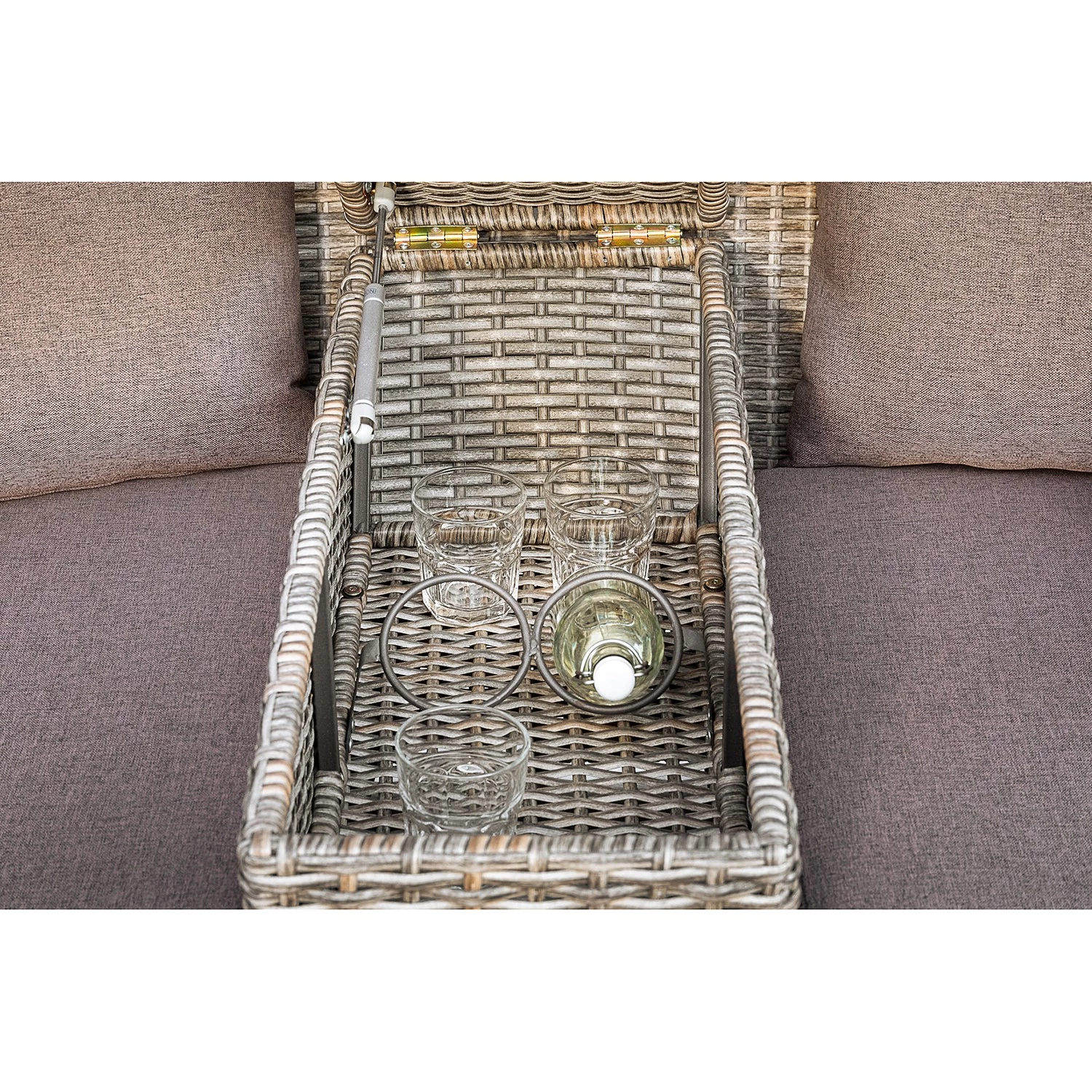 Merxx Salon de jardin Alamo - Osier / Polyester - Gris – Image 5