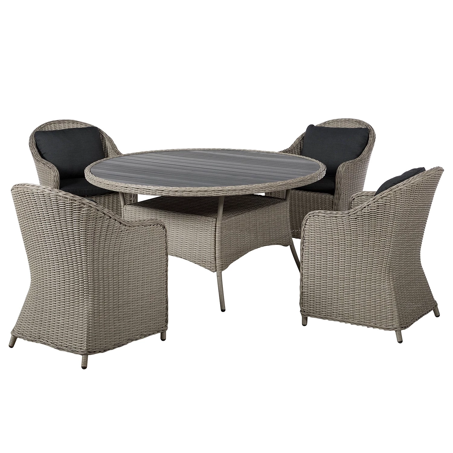 Ensemble de jardin Clover II (5 élém.) - Polypropylène / Polyester - Gris